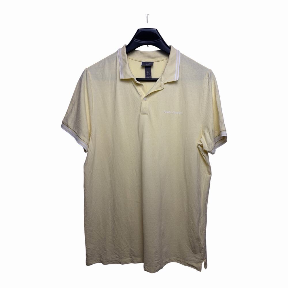H&M Mens XL Slim Fit Polo Shirt Yellow Équipe d’Artistes Cotton Short Sleeve